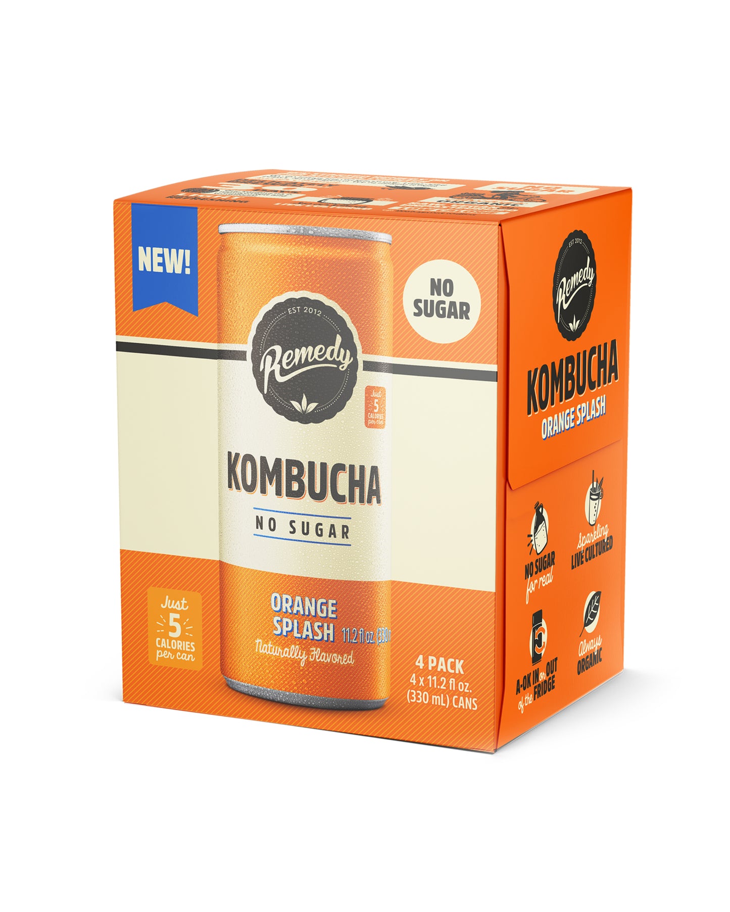 Orange Splash Kombucha Box of 4