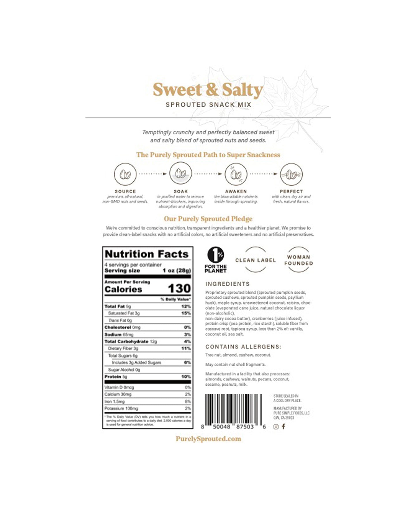 Sweet & Salty Sprouted Nut and Seed Snack Mix