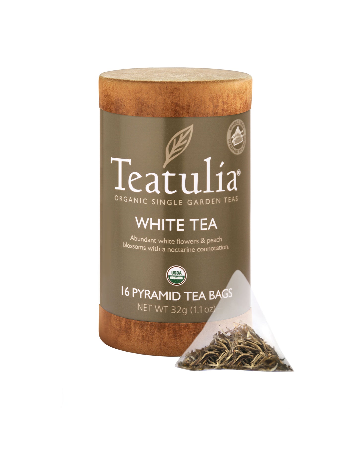 The front of Teatulia White Tea