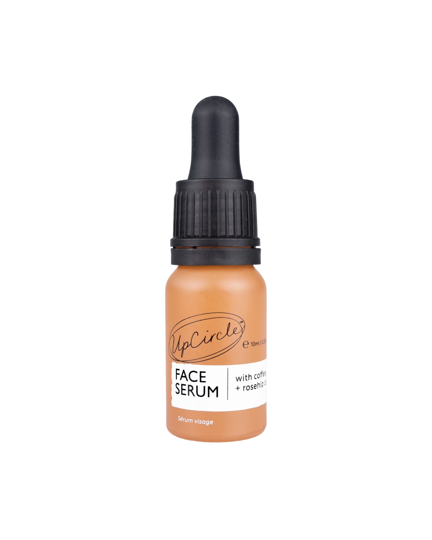 The nutrition panel of UpCircle Beauty Organic Face Serum with Coffee + Rosehip Oil