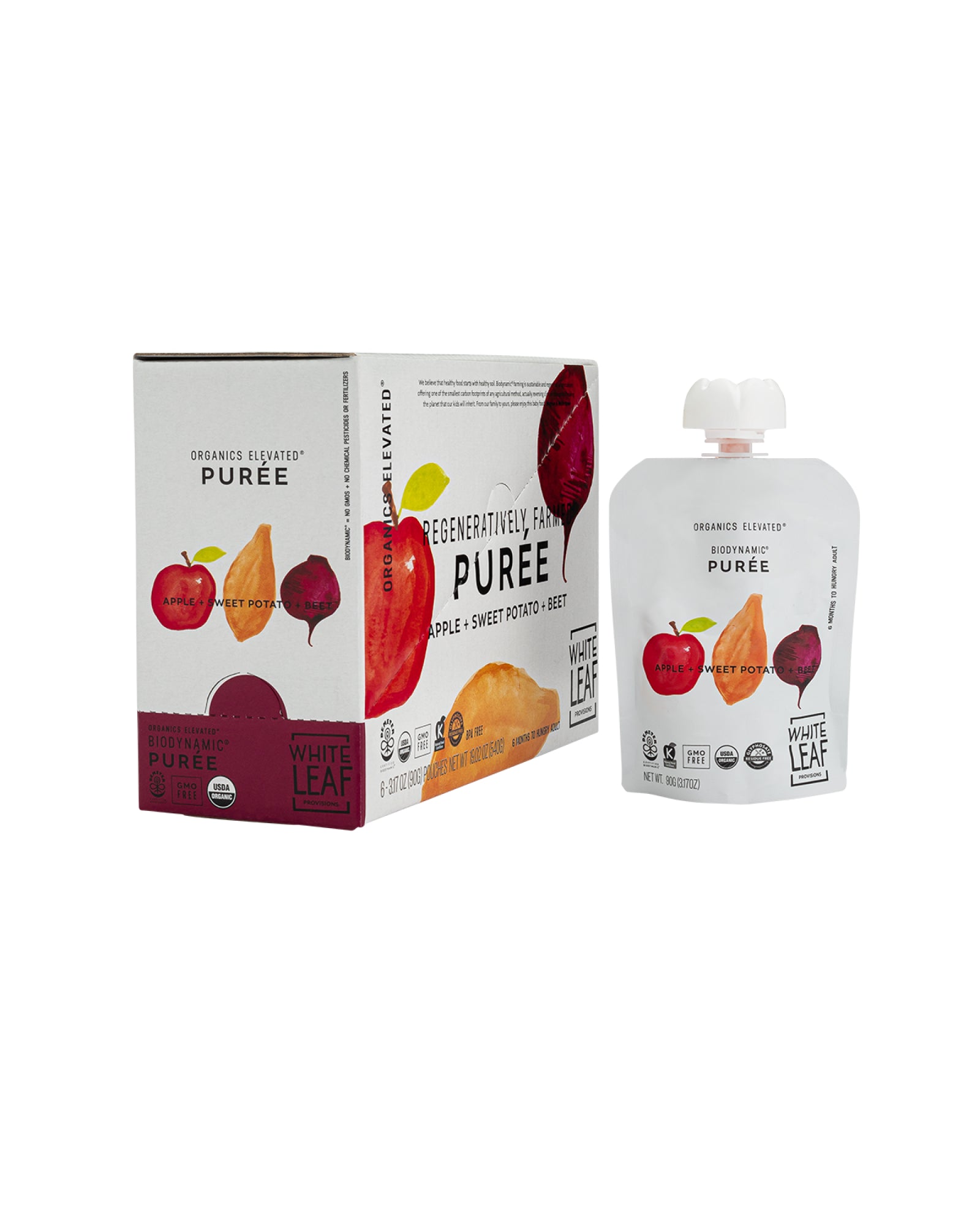 Picture of White Leaf Provisions Apple + Sweet Potato + Beet Organic, Biodynamic® Baby Food - Box of 6