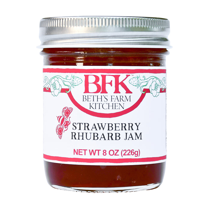 The front of Beth's Farm Kitchen Strawberry Rhubarb Jam