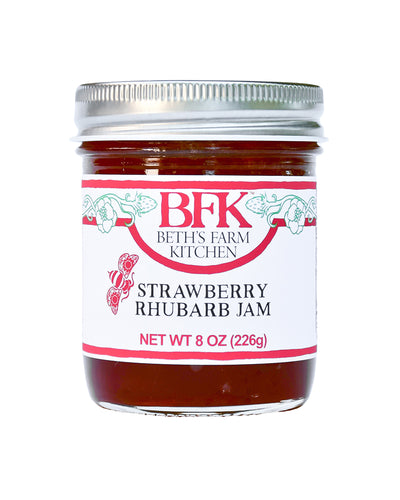 The front of Beth's Farm Kitchen Strawberry Rhubarb Jam