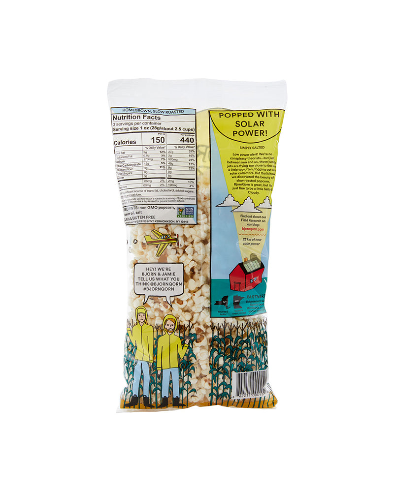 The back of BjornQorn Salted Sun-Popped Popcorn