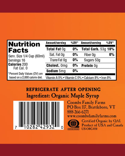 Dark Robust Organic Maple Syrup - 32 oz Family Size