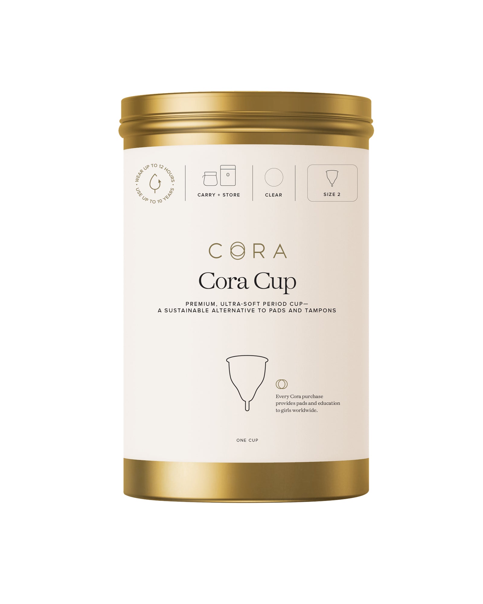 Cora Menstrual Cup Reusable Period Ultra-Soft, Comfortable Size 2 + 4 Oz  Cleanse