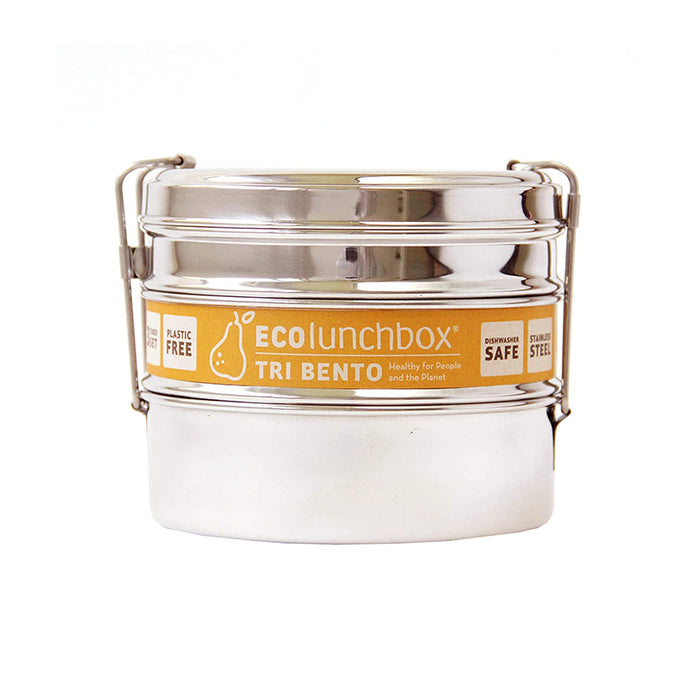 The front of ECOlunchbox Tri Bento Stainless Steel Food Container