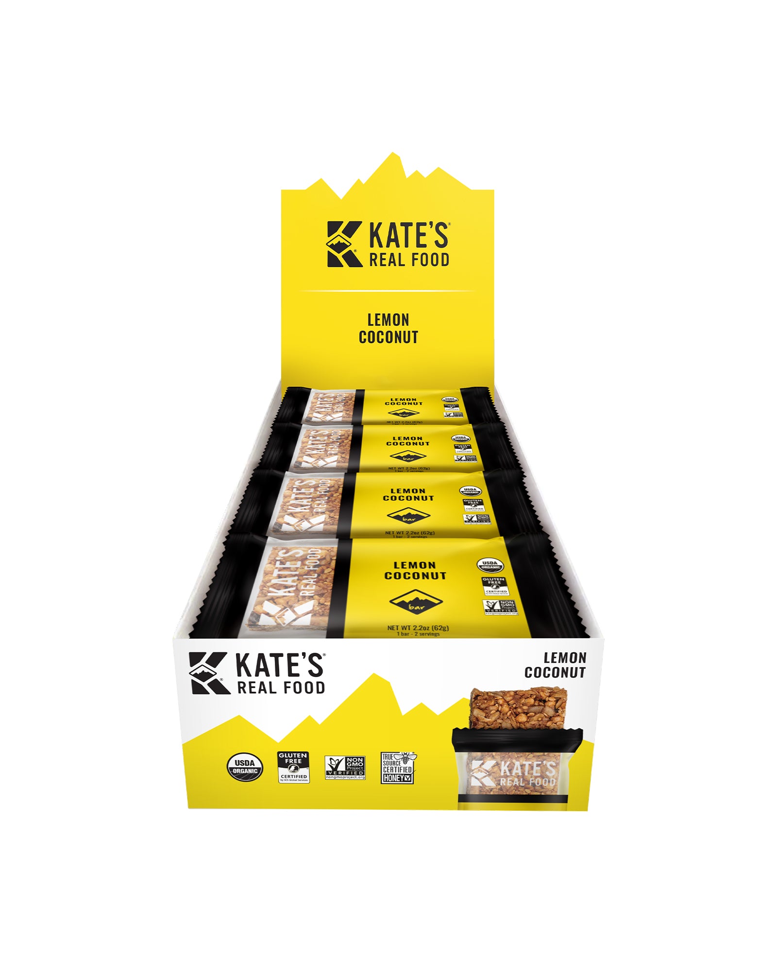 Picture of Kate's Real Food Lemon Coconut & Ginger Organic Granola Bars- Box of 12