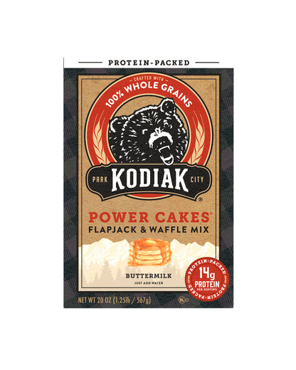 The front of Kodiak Power Cakes Buttermilk Flapjack & Waffle Mix