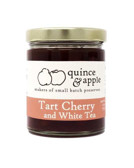 The front of Quince & Apple Tart Cherry and White Tea Preserves