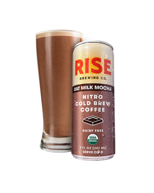 RISE Brewing Co. Original Black Nitro Cold Brew Coffee, Sugar, Vegan,  Organic & Non-GMO, Low Acidity, 7 Fl. oz. Cans (12 Pack)