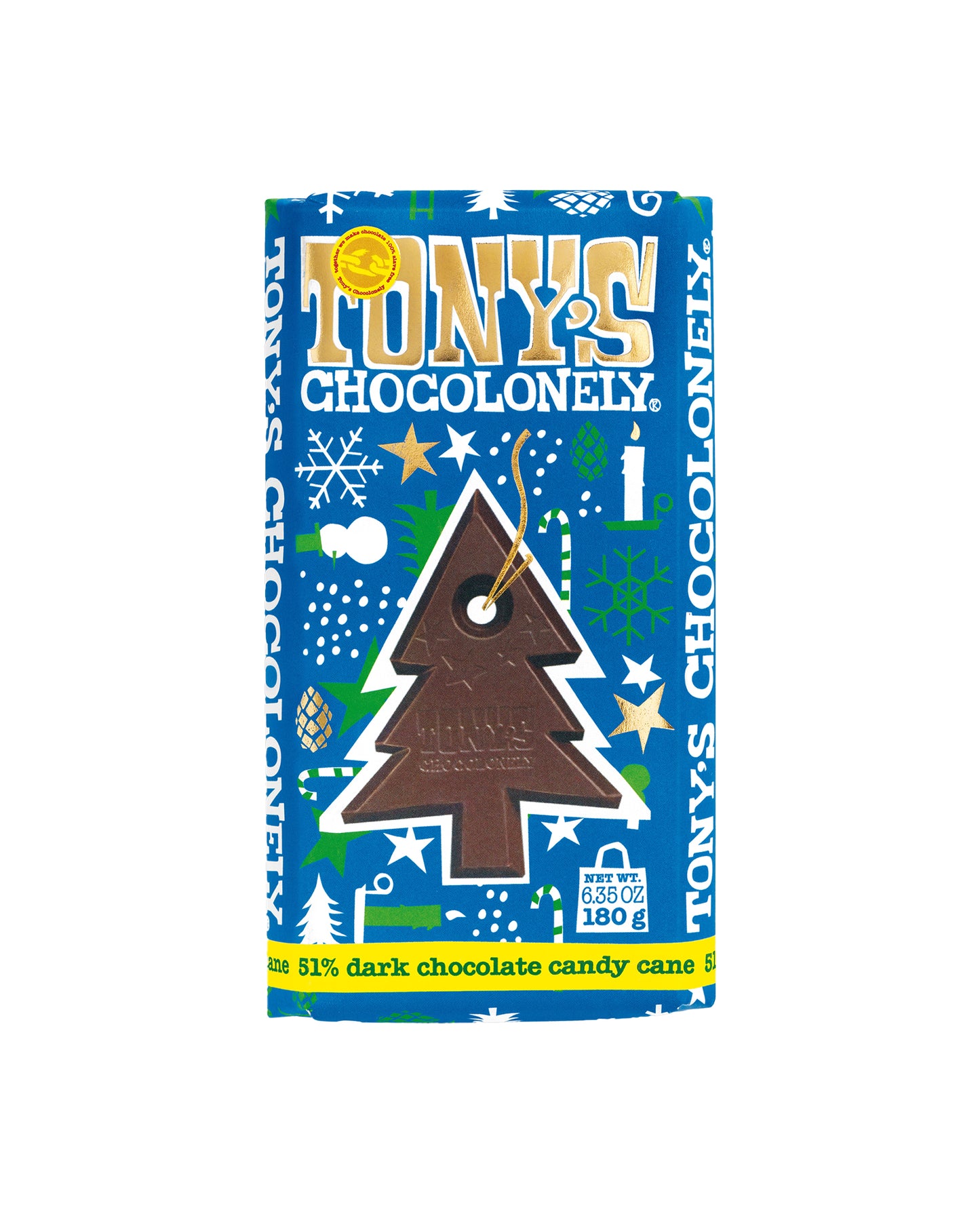 Picture of Tony's Chocolonely Candy Cane 51% Dark Chocolate Bar