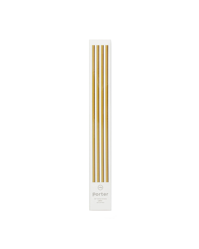 The front of W&P Porter Metal Straws - Gold