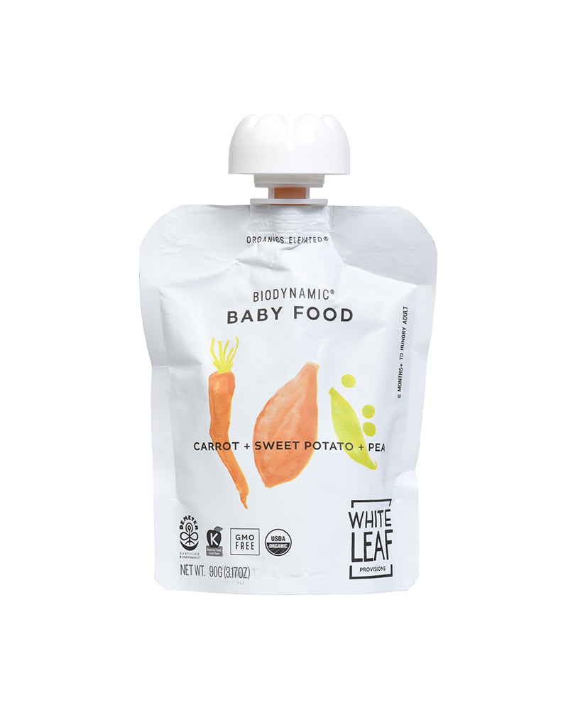 White Leaf Provisions Biodynamic Organic Baby Food Peach Oat 6 90g Pouches